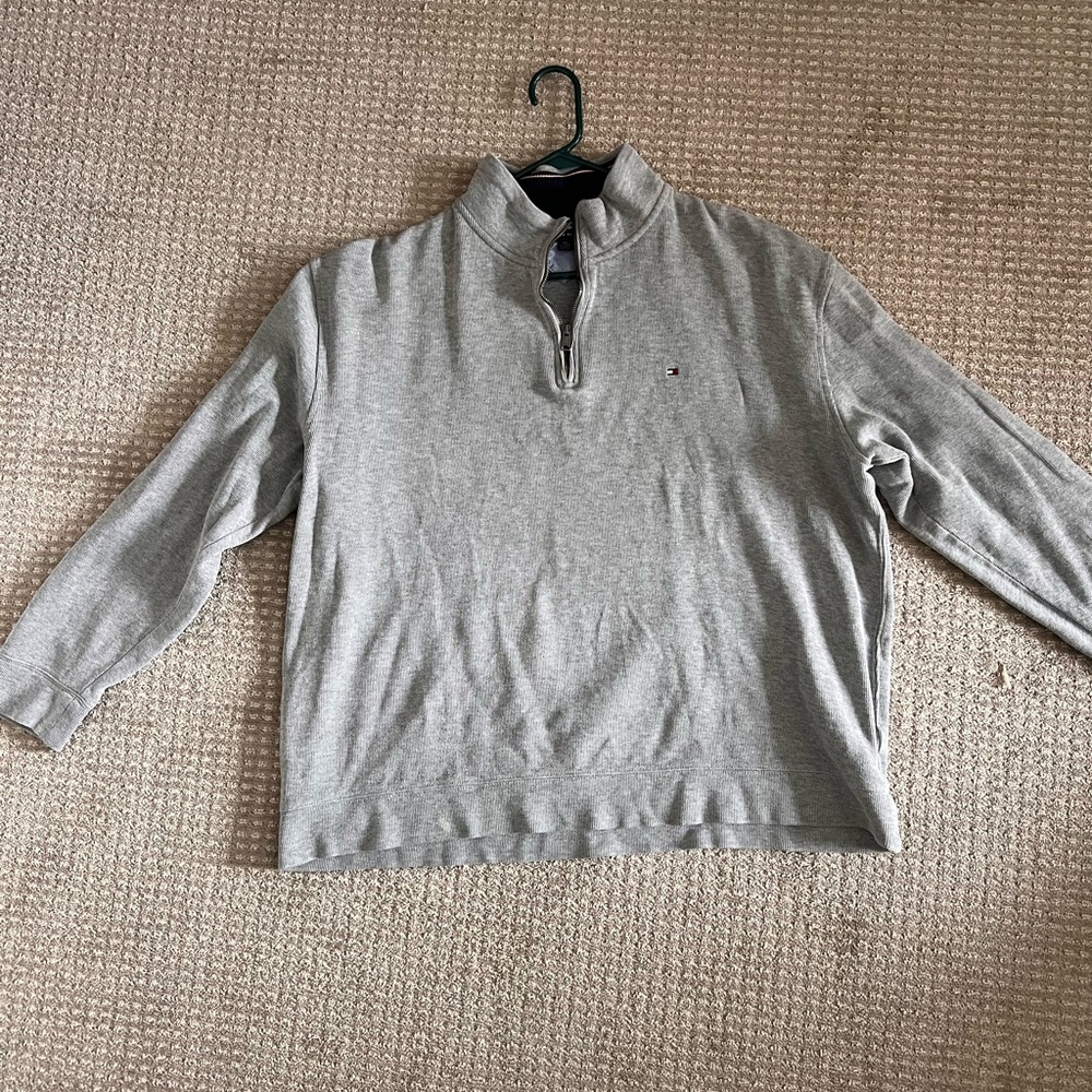Tommy Hilfiger Men's Light Gray Zip-Up Sweater, XXL
